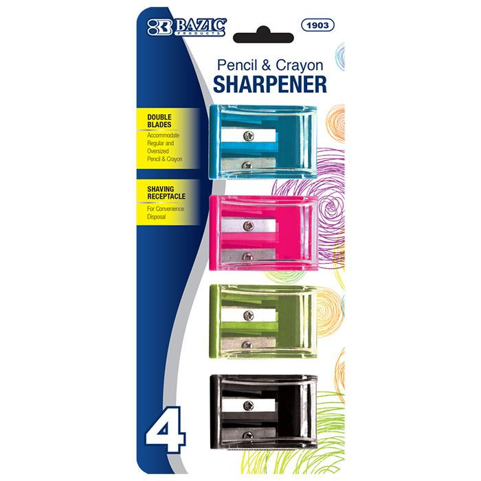 BAZIC Dual Blades Square Sharpener w/ Receptacle (4/Pack) Sold in 24 Units