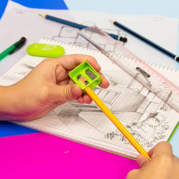 BAZIC Dual Blades Square Sharpener w/ Receptacle (4/Pack) Sold in 24 Units