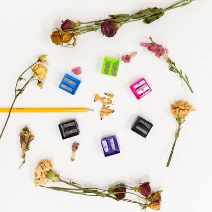 BAZIC Dual Blades Square Sharpener w/ Receptacle (4/Pack) Sold in 24 Units