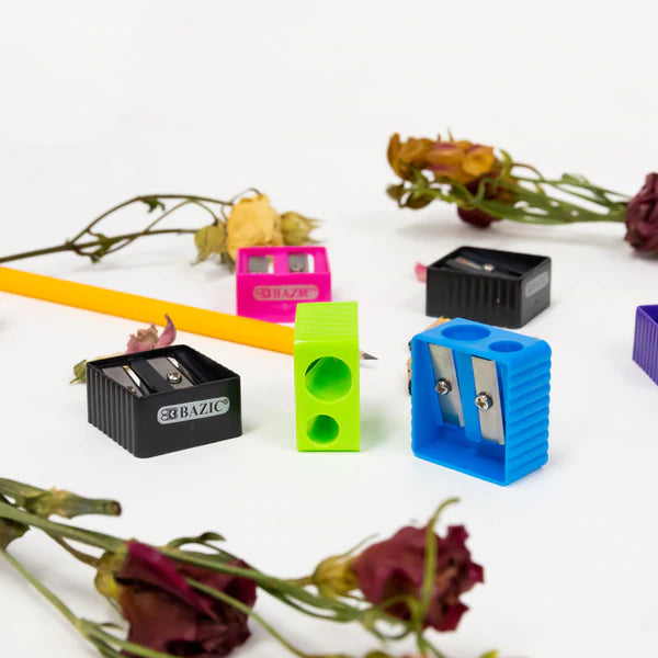 BAZIC Dual Blades Square Sharpener w/ Receptacle (4/Pack) Sold in 24 Units