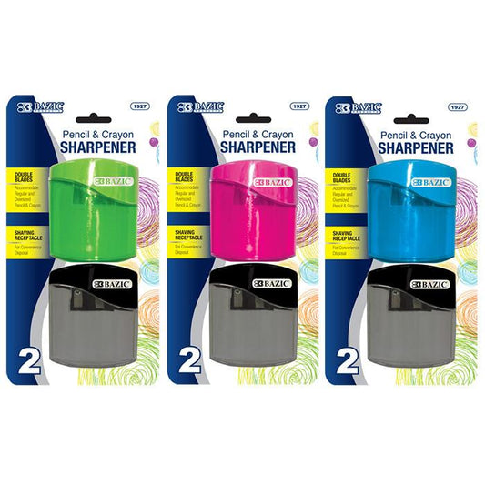 BAZIC Dual Blades Sharpener w/ Square Receptacle (2/Pack) Sold in 24 Units