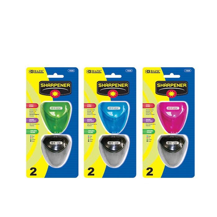 BAZIC Dual Blades Sharpener w/ Triangle Receptacle (2/Pack) Sold in 24 Units