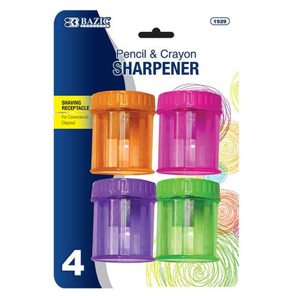 BAZIC Single Hole Sharpener w/ Round Receptacle (4/pack) Sold in 24 Units