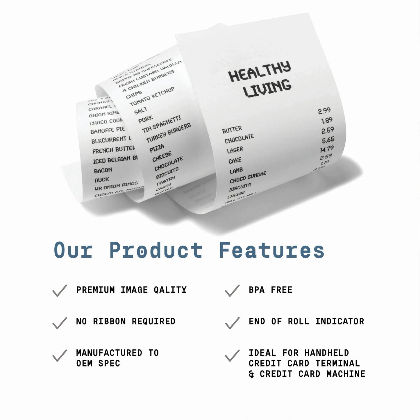 2 1/4" x 16' (100 Rolls) Coreless Thermal Paper Roll