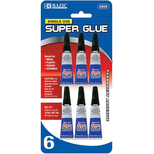 BAZIC 1 g / 0.036 Oz Single Use Super Glue (6/Pack) Sold in 24 Units