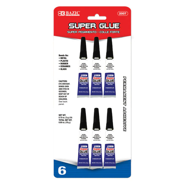 BAZIC 3g / 0.10 Oz. Super Glue (6/Pack) Sold in 24 Units