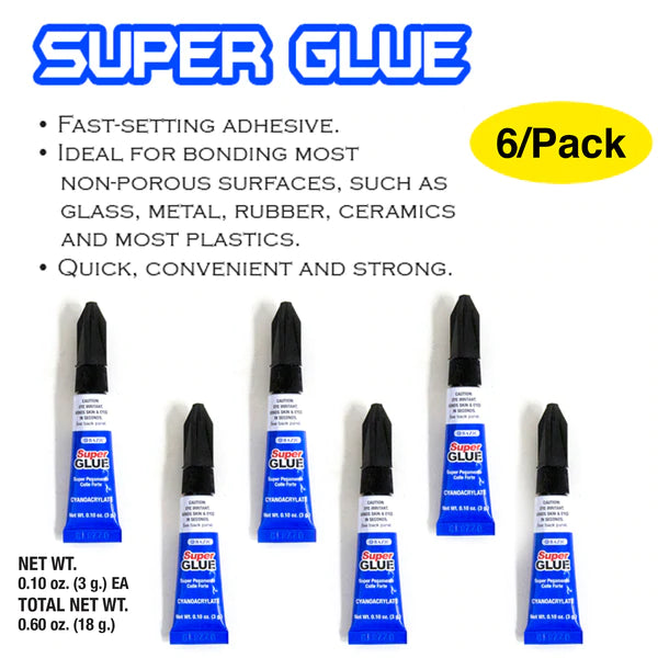 BAZIC 3g / 0.10 Oz. Super Glue (6/Pack) Sold in 24 Units
