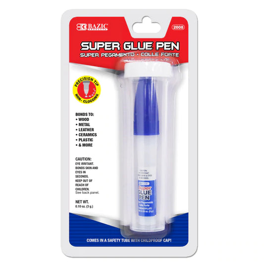 BAZIC 3g / 0.10 Oz. Super Glue Pen w/ Precision Tip Applicator Sold in 24 Units