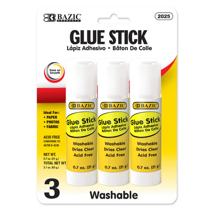 BAZIC 21g / 0.7 Oz Large Glue Stick (3/Pack) Sold in 24 Units