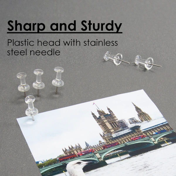 BAZIC Clear Transparent Push Pins (100/Pack) Sold in 24 Units