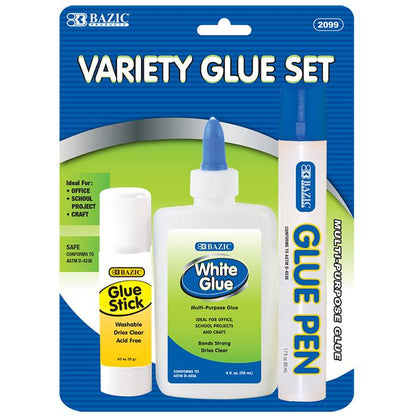 BAZIC Assorted Glue Set (3/Pack) Sold in 24 Units