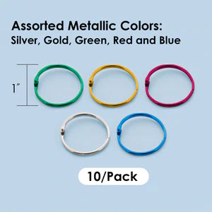 BAZIC 1" Assorted Color Metal Book Rings (10/Pack) Sold in 24 Units