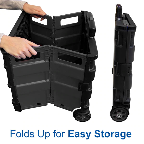 BAZIC 16" x 18" x 15" Black Folding Cart On Wheels w/ Lid Cover Sold in 3 Units