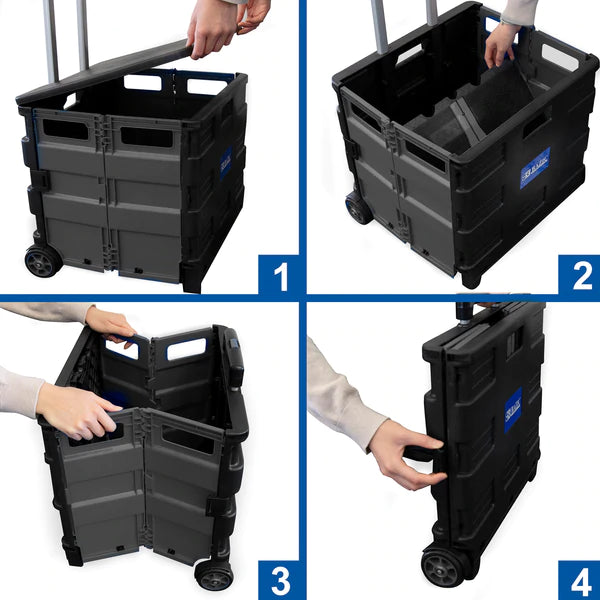 BAZIC 16" x 18" x 15" Black Folding Cart On Wheels w/ Lid Cover Sold in 3 Units