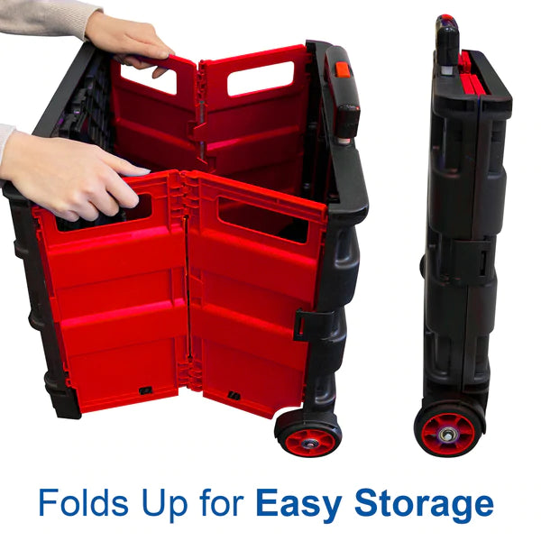 BAZIC 16" x 18" x 15" Red Folding Cart On Wheels w/ Lid Cover Sold in 3 units