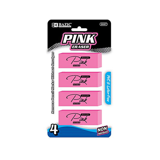 BAZIC Pink Bevel Eraser (4/Pack) Sold in 24 Units