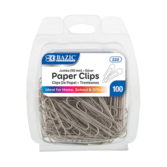 BAZIC Jumbo (50mm) Silver Paper Clip (100/Pack) Sold in 24 Units