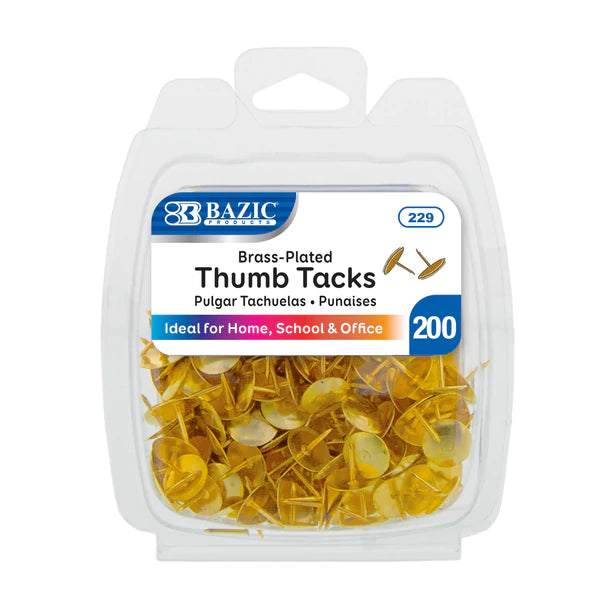 BAZIC Brass (Gold) Thumb Tack (200/Pack) Sold in 24 Units