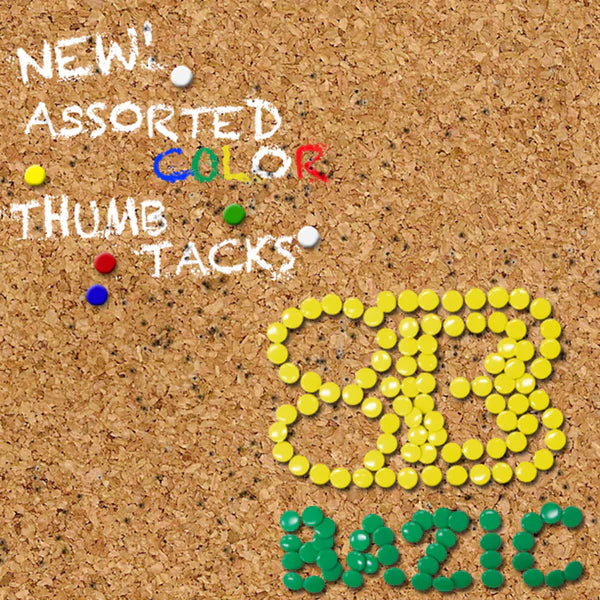 BAZIC Assorted Color Thumb Tack (200/Pack) Sold in 24 Units