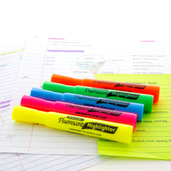 BAZIC Yellow Desk Style Fluorescent Highlighters (3/Pack) Sold in 24 Units