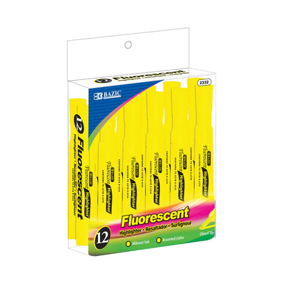 Yellow Desk Style Fluorescent Highlighters (12/Box) Sold in 12 Units