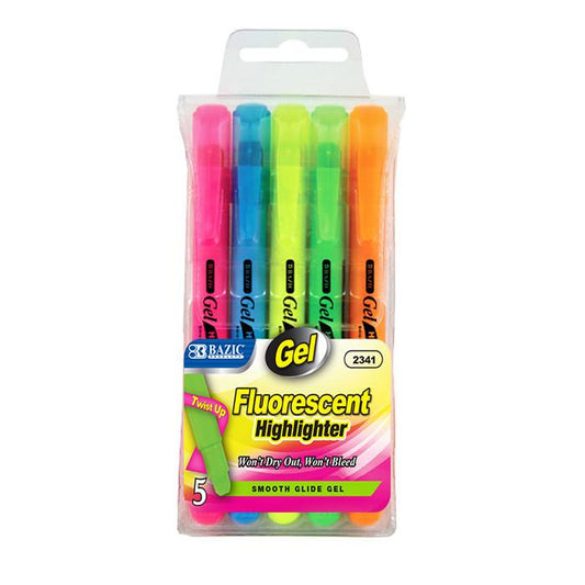 BAZIC 5 Fluorescent Gel Highlighter Sold in 12 Units