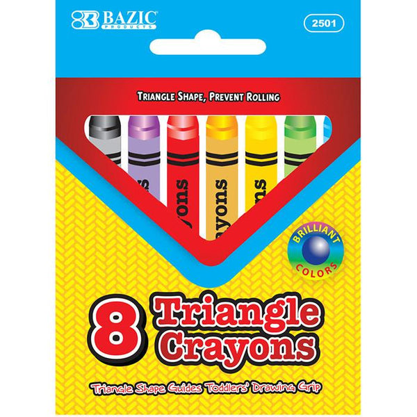 BAZIC 8 Color Premium Quality Super Jumbo Triangle Crayons Sold in 24 Units