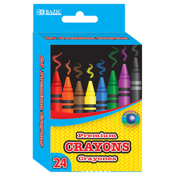 BAZIC 24 Color Premium Quality Crayons Sold in 24 Units