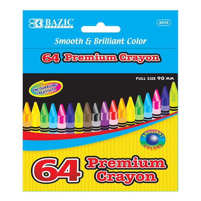 BAZIC 64 Ct. Premium Quality Color Crayons Sold in 24 Units
