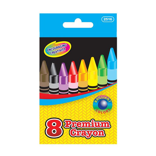 BAZIC 8 Color Premium Quality Crayons Sold in 24 Units