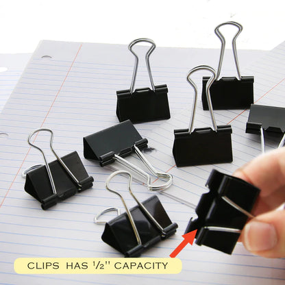 BAZIC Medium 1 1/4" (32mm) Black Binder Clip (8/Pack) Sold in 24 Units