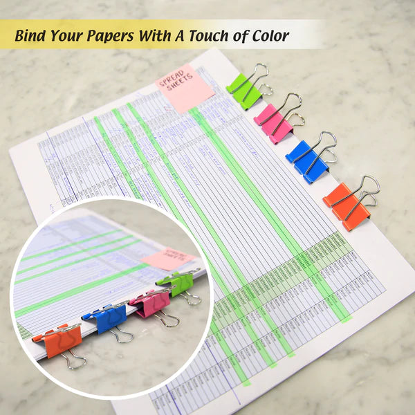 BAZIC Medium 1 1/4" (32mm) Assorted Color Binder Clip (8/Pack) Sold in 24 Units