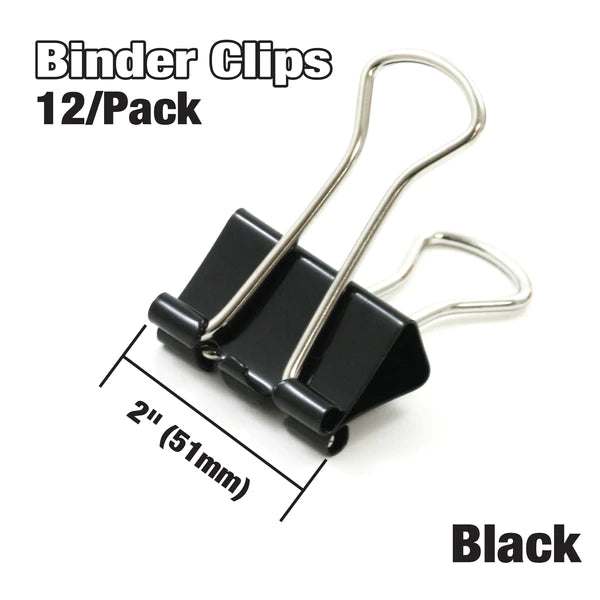 BAZIC Large 2" (51mm) Black Binder Clip (12/Box) Sold in 12 Units