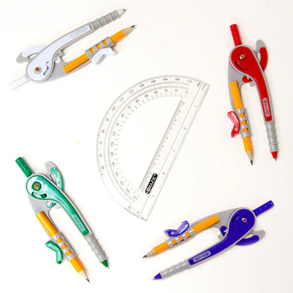 BAZIC Scale-Arm Compass w/ #2 Wood Pencil & 6" Protractor Set Sold in 24 Units