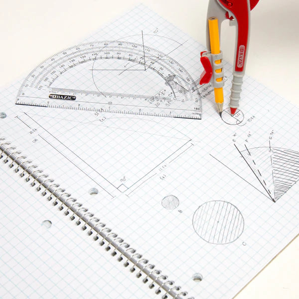 BAZIC Scale-Arm Compass w/ #2 Wood Pencil & 6" Protractor Set Sold in 24 Units
