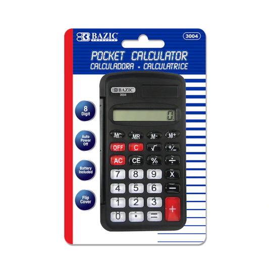 BAZIC 8-Digit Pocket Size Calculator w/ Flip Cover Sold in 24 Units