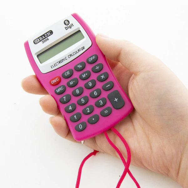 BAZIC 8-Digit Pocket Size Calculator w/ Neck String Sold in 24 Units