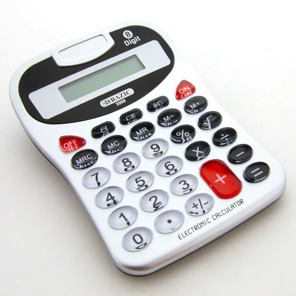 BAZIC 8-Digit Silver Desktop Calculator w/ Tone Sold in 12 Units