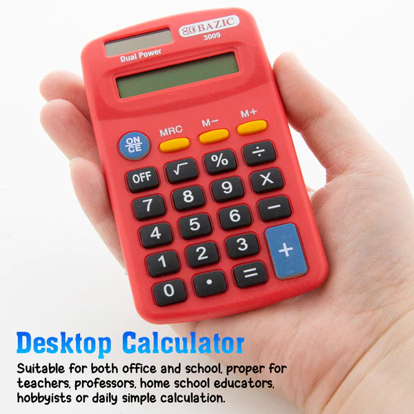 BAZIC 8-Digit Dual Power Pocket Size Calculator Sold in 24 Units