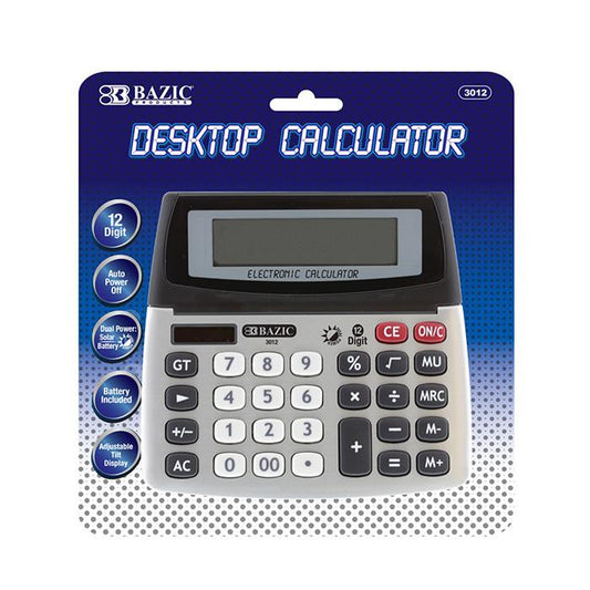 BAZIC 12-Digit Dual Power Desktop Calculator w/ Adjustable Display Sold in 12 Units