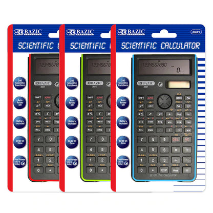 BAZIC 240 Function Fancy color Scientific Calculator w/ Slide-On Case Sold in 12 Units