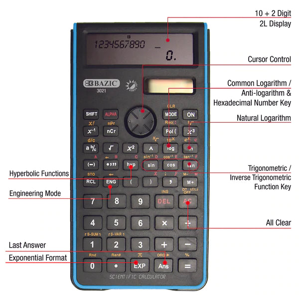 BAZIC 240 Function Fancy color Scientific Calculator w/ Slide-On Case Sold in 12 Units