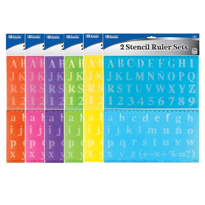 BAZIC 20mm Size Lettering Stencil Ruler Sets (2/Pack) Sold in 24 Units