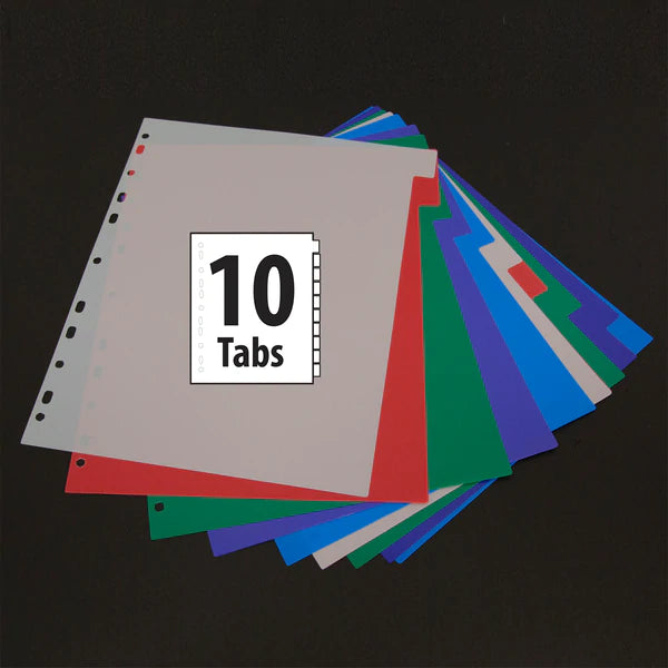 BAZIC 3-Ring Binder Dividers w/ 10 Insertable Color Tabs Sold in 24 Units