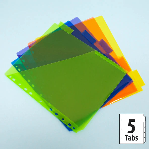 BAZIC 3-Ring Binder Pockets Dividers w/ 5 Insertable Color Tabs Sold in 24 Units