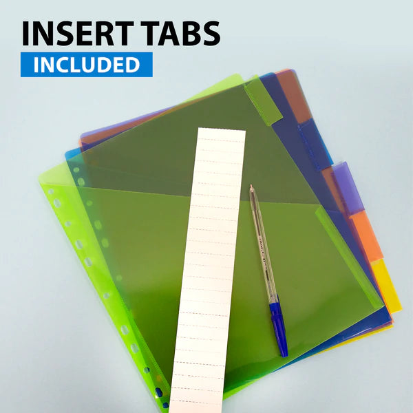 BAZIC 3-Ring Binder Pockets Dividers w/ 5 Insertable Color Tabs Sold in 24 Units