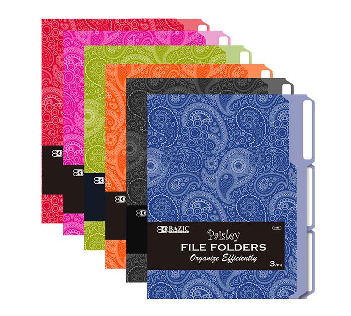 BAZIC 1/3 Cut Letter Size Paisley File Folders (3/Pack) Sold in 48 units