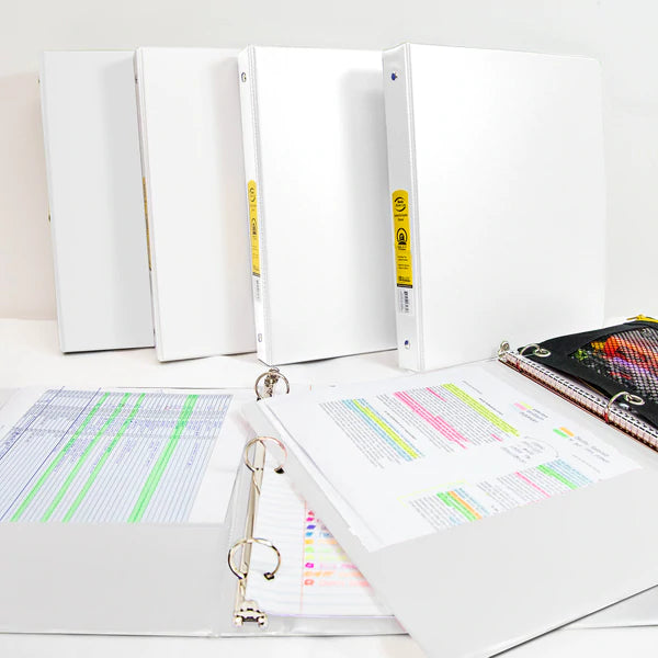 BAZIC 1" White 3-Ring Binder w/ 2 Pockets Sold in 12 Units