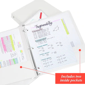 Bazic 1 1/2" White 3-Ring Binder w/ 2 Pockets Sold in 12 Units