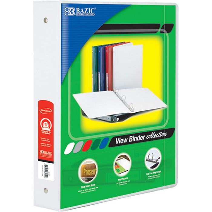 Bazic 1 1/2" White 3-Ring View Binder w/ 2 Pockets Sold in 12 units